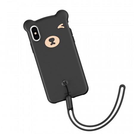 iPhone XS Max Cute Bear Silikon Deksel - Svart