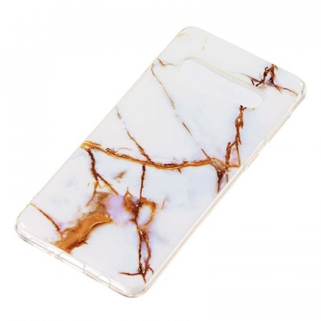 TPU Deksel for Galaxy S10 plus - Gull/Hvit Marmor