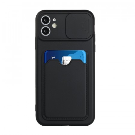 TPU deksel med kamerabeskyttelse og plass til kort iPhone 12/12 Pro svart