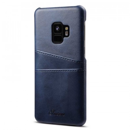 Lux TPU Deksel med PU-lær plass til kort Galaxy S9 mørke blå