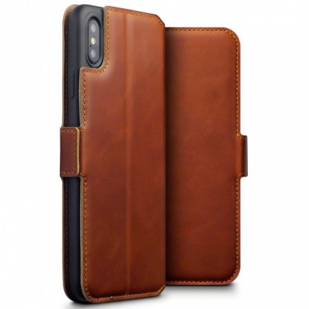 iPhone XS Max Foliodeksel Skinn - Cognac