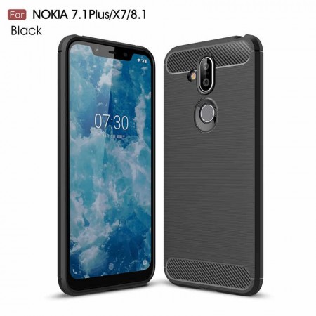 TPU Deksel Carbon Nokia 8.1 (2019) svart