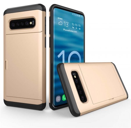 Lux Hybrid TPU + PC Deksel plass til kort Galaxy S10 plus gull