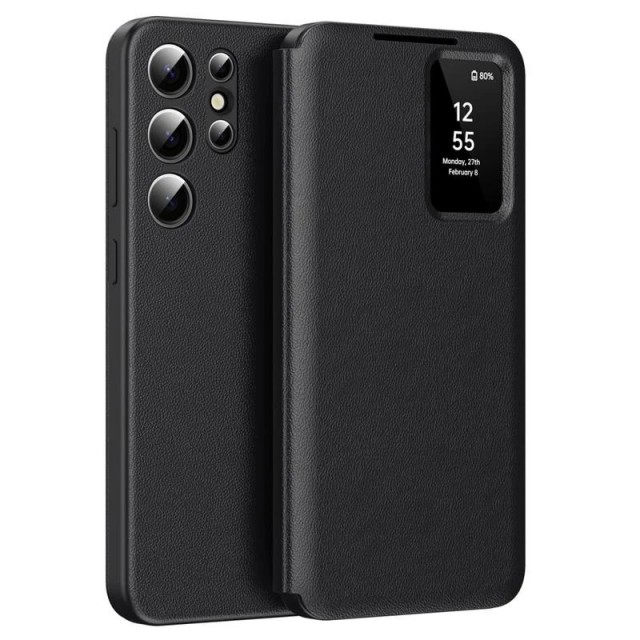Smart Clear View Flip deksel Samsung Galaxy S23 Ultra 5G - Svart