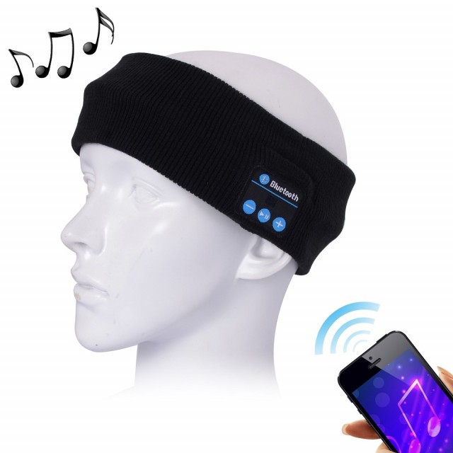 Pannebånd strikket m/bluetooth headset