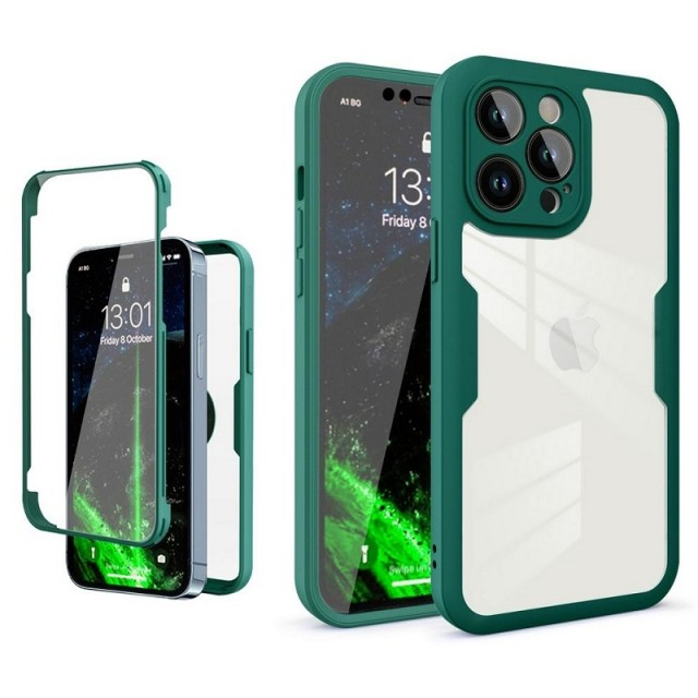 Tech-Flex TPU Deksel 360° beskyttelse for iPhone 14 Pro grønn