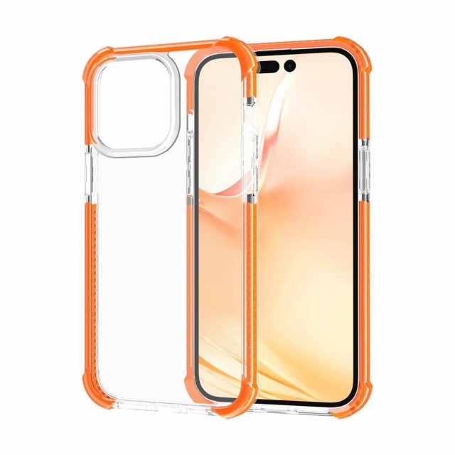 Tech-Flex TPU Deksel iPhone 14 Pro Max gjennomsiktig oransje kant