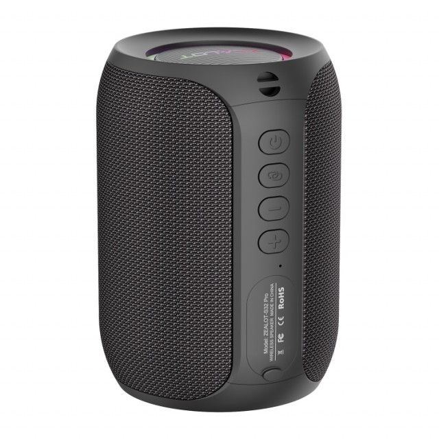 Zealot S32 Pro 15W Høyeffekts Bluetooth-høyttaler med fargelys - Svart