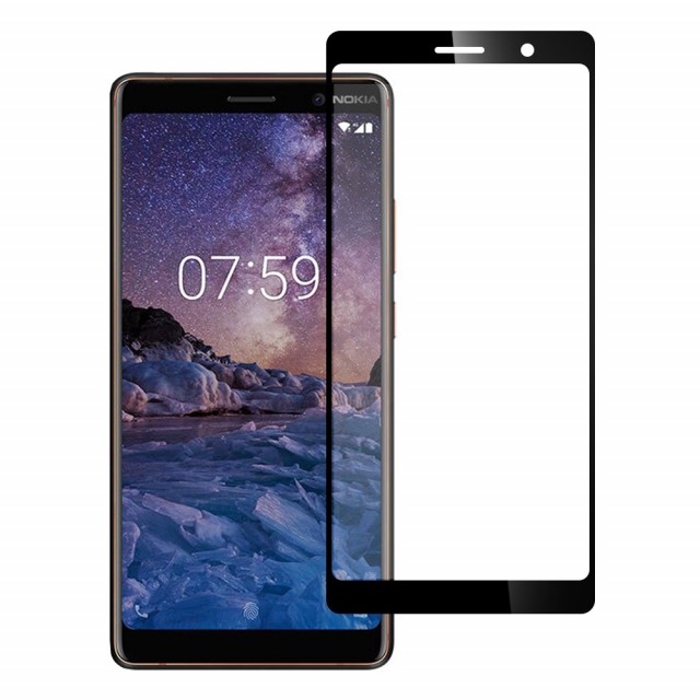 Lux Herdet Glass skjermbeskytter heldekkende Nokia 7 Plus svart