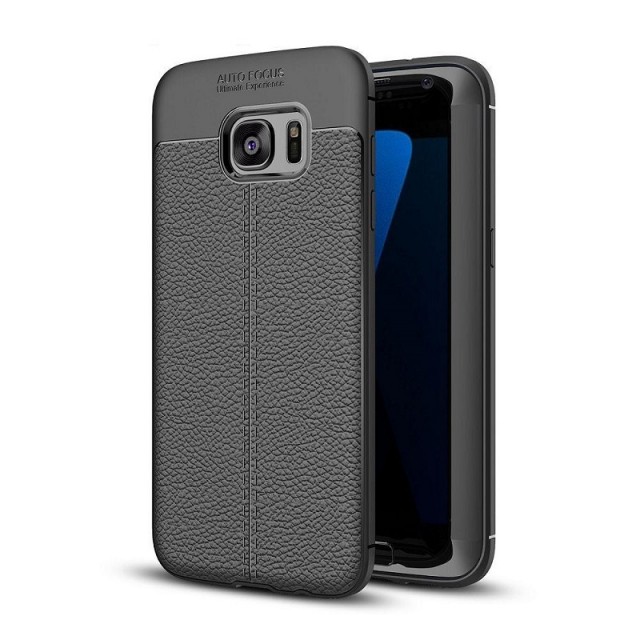 Lux TPU Deksel med PU-lær mønster Samsung Galaxy S7 Edge svart