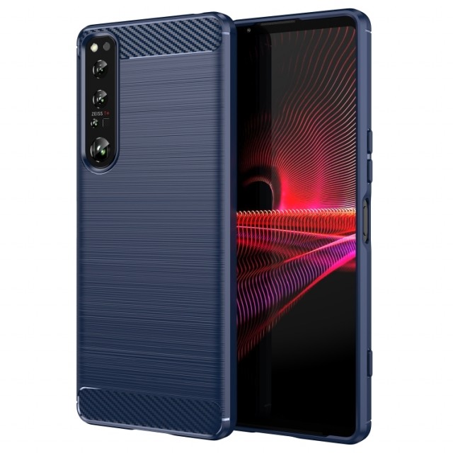 Tech-Flex TPU Deksel Carbon for Sony Xperia 1 IV mørk blå