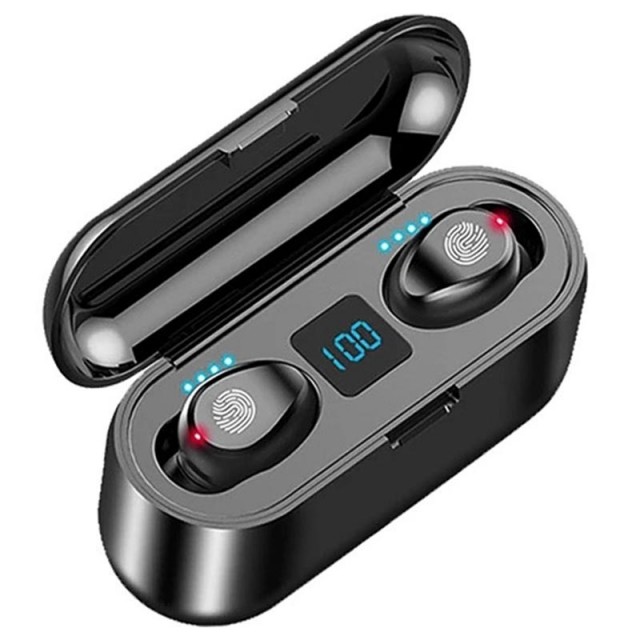 TWS F9 In-Ear Øreplugger med Ladedeksel - Svart