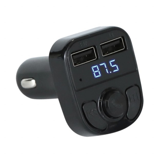 Bluetooth FM Transmitter og dobbel USB-billader - svart
