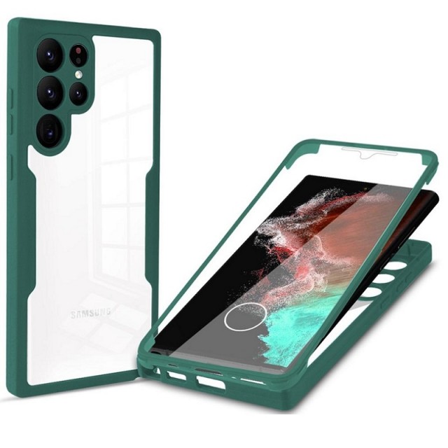 Tech-Flex TPU Deksel 360° beskyttelse for Samsung Galaxy S23 Ultra 5G grønn