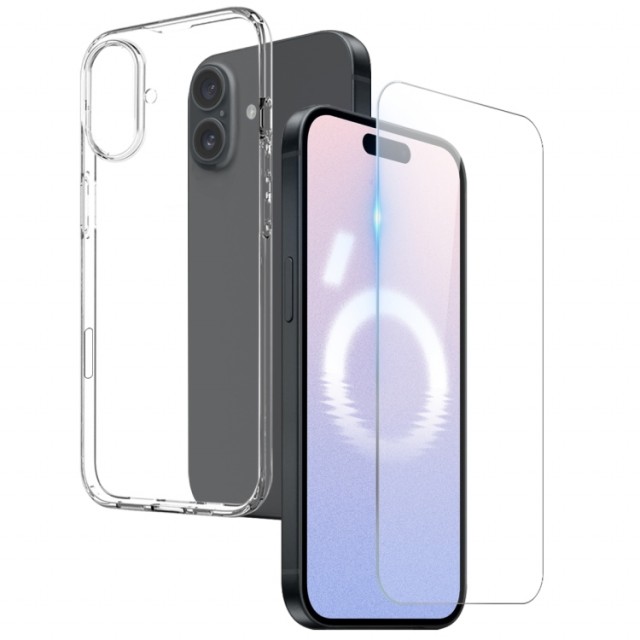NORTHJO 2-i-1 TPU deksel og herdet glass skjermbeskytter iPhone 16