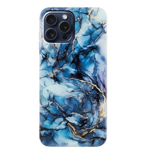 Fashion TPU Deksel for iPhone 16 Pro Max - blå Marmor