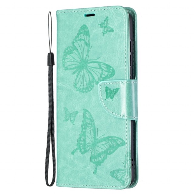 Lommebok deksel til Samsung Galaxy S21 FE 5G - grønn Butterfly