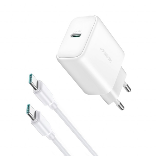 JOYROOM Vegglader & Kabel USB-C hurtiglader 30W - Hvit