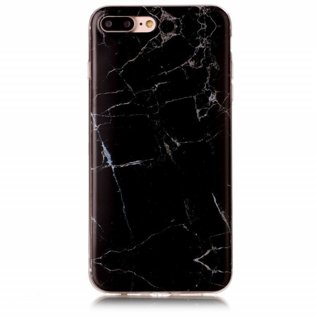 Fashion TPU Deksel for iPhone  7 Plus/8 Plus - Marmor svart