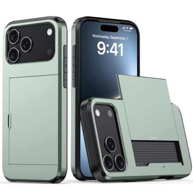 Hybrid Deksel plass til kort iPhone 18 Pro grønn