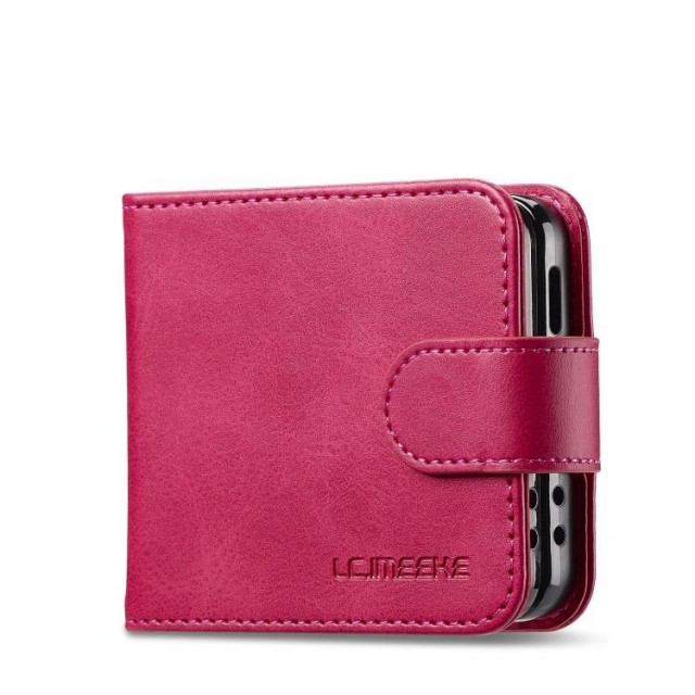 LC.IMEEKE Lommebok deksel for Samsung Galaxy Z Flip 7 5G rød rosa