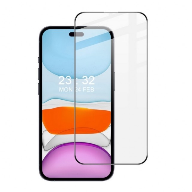 IMAK Herdet Glass skjermbeskytter iPhone 15 Pro Max svart kant
