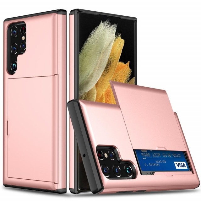 Hybrid TPU + PC Deksel plass til kort Samsung Galaxy S25 Ultra 5G Roségull