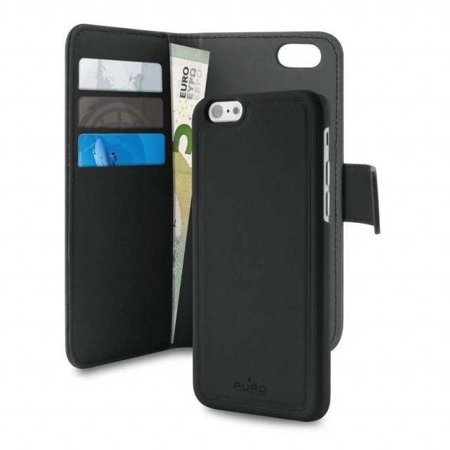 Puro 2-i-1 Magnetisk Lommebok-deksel iPhone 6/6S svart