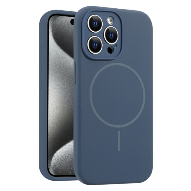Tech-Flex silikon Deksel for iPhone 15 Pro MagSafe Mørk blå