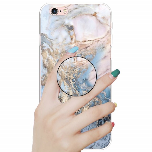 Fashion TPU Deksel med holder iPhone 6/6S - Blå Marmor
