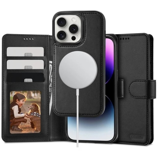 Tech-Protect 2-i-1 Lommebok deksel Magsafe iPhone 16 Pro Max - svart