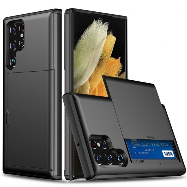 Hybrid TPU + PC Deksel plass til kort Samsung Galaxy S25 Ultra 5G svart
