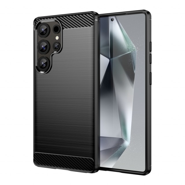 Tech-Flex TPU Deksel Carbon for Samsung Galaxy S25 Ultra 5G svart