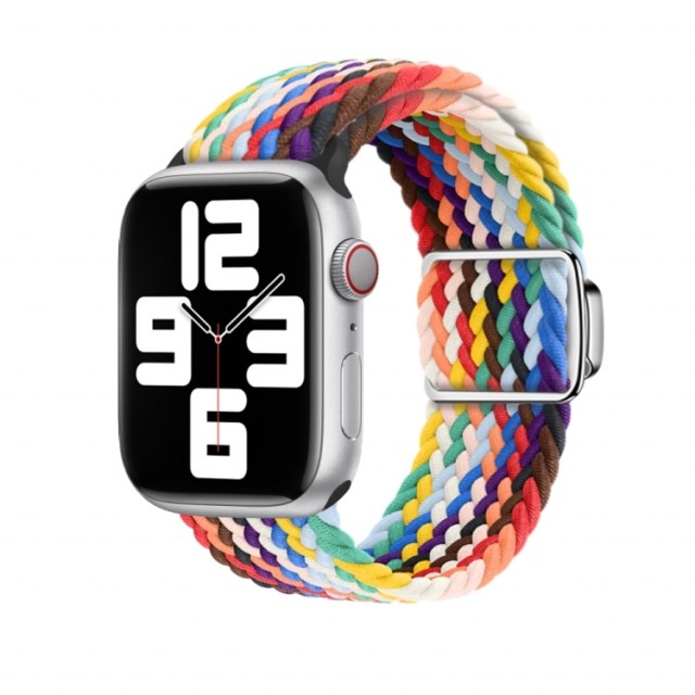 Klokkereim Nylon for Apple Watch Serie 10 46 mm - Rainbow