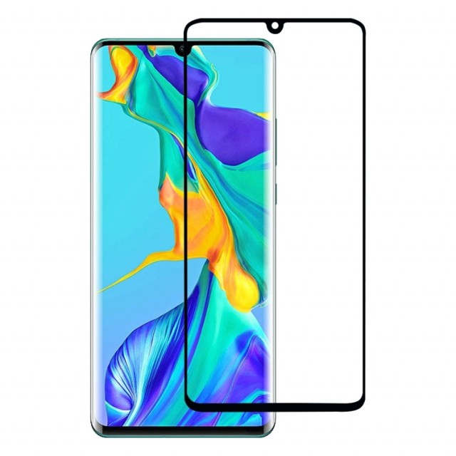 Herdet glass 3D skjermbeskytter heldekkende Buet Huawei P30 Pro svart kant