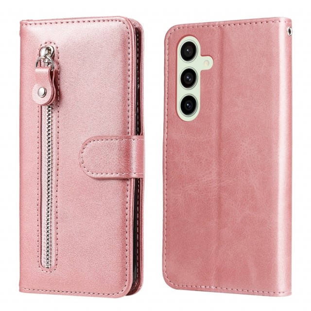 Deksel Multifunksjonell Zipper Samsung Galaxy S24 FE 5G Roségull