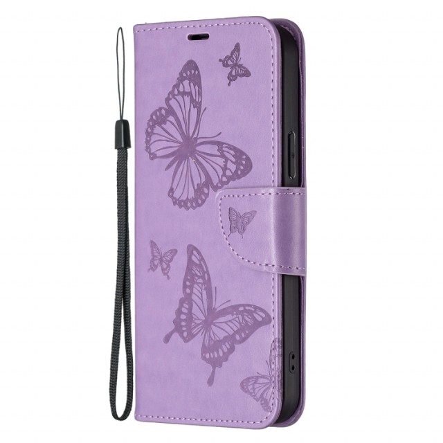 Lommebok deksel til Samsung Galaxy S25+ plus 5G - lilla Butterfly