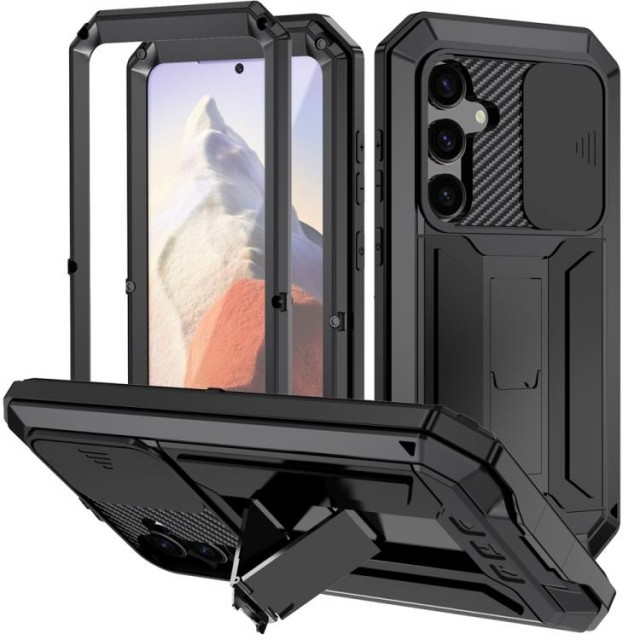 R-JUST Hybrid-deksel 360° beskyttelse Samsung Galaxy S25 5G - Svart