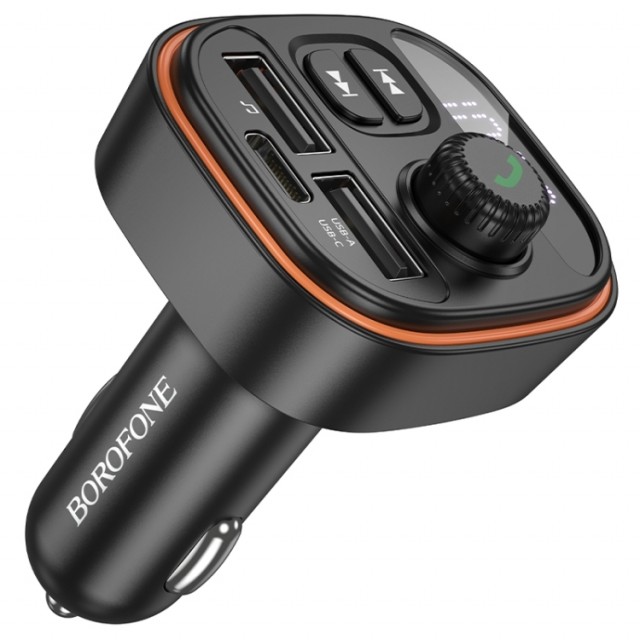 Borofone Bluetooth FM Transmitter og dobbel USB-billader - svart