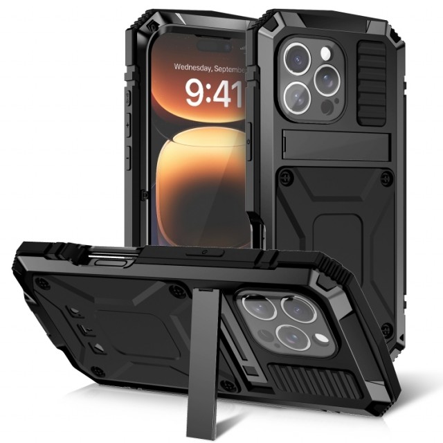 R-JUST Hybrid-deksel med 360° beskyttelse iPhone 16 Pro Max - Svart