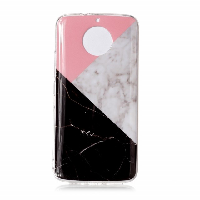 Fashion TPU Deksel for Motorola Moto G6 - Rosa/Svart Marmor