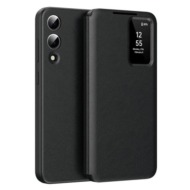 Smart Clear View Flip deksel Samsung Galaxy S25 Edge 5G - Svart