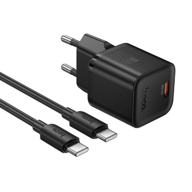 Hoco Vegglader & Kabel USB-C hurtiglader 35W - Svart