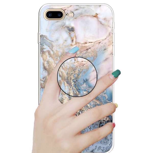 TPU Deksel med holder iPhone 7 Plus/8 Plus - Blå Marmor