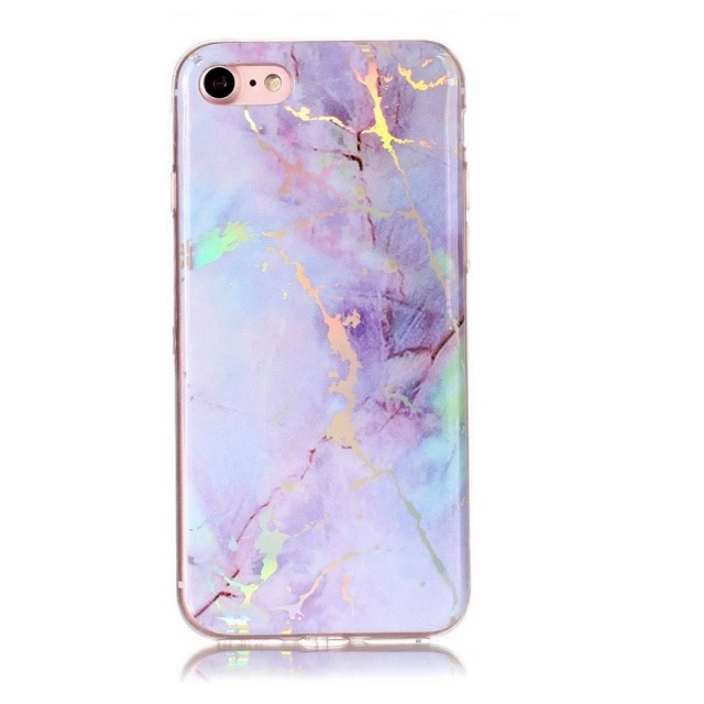 Fashion TPU Deksel for iPhone 7/8/SE (2020/2022) - Rainbow Lightning Marmor