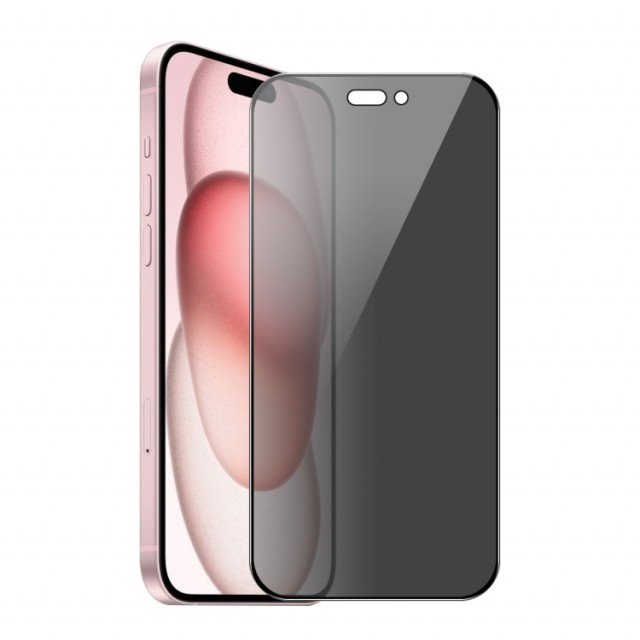 Enkay Hat-Prince Herdet Glass Privacy skjermbeskytter iPhone 16 svart kant