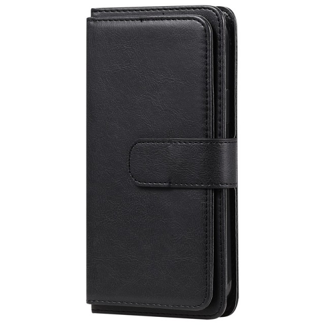 Lommebok-deksel plass til 10 stk kort for Samsung Galaxy S22 5G svart
