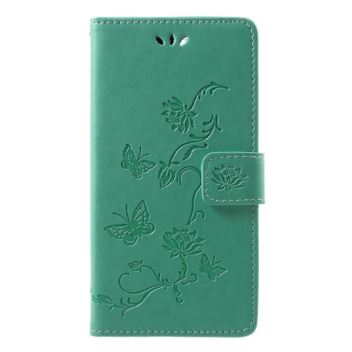 Lommebok deksel til Samsung Galaxy J6 (2018) - grønn Butterfly