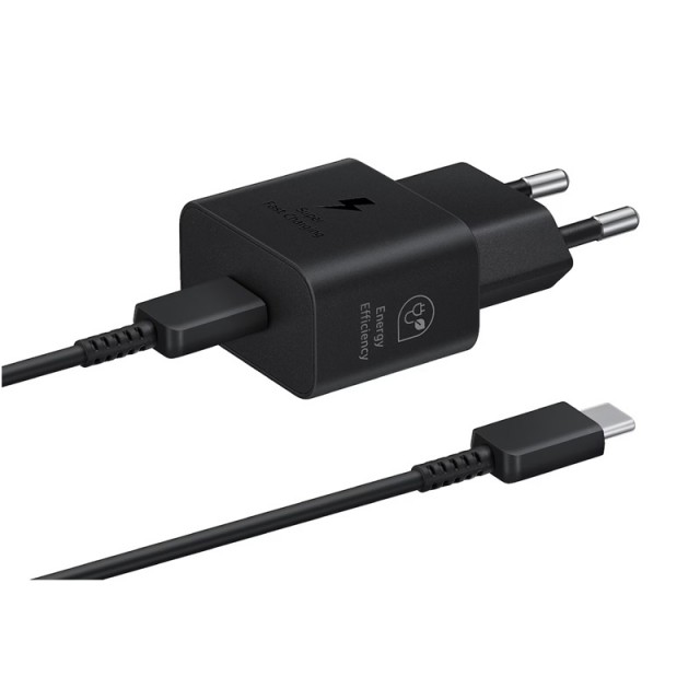 Samsung hurtiglader GaN USB-C Vegglader & USB-C Kabel 25W - Svart
