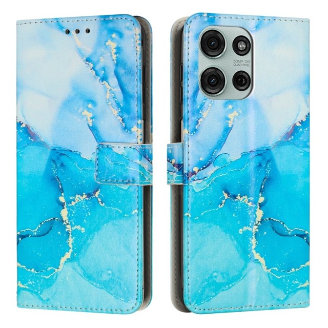 Lommebok deksel for Motorola Moto G17 Power / Moto G17 - Blå marmor